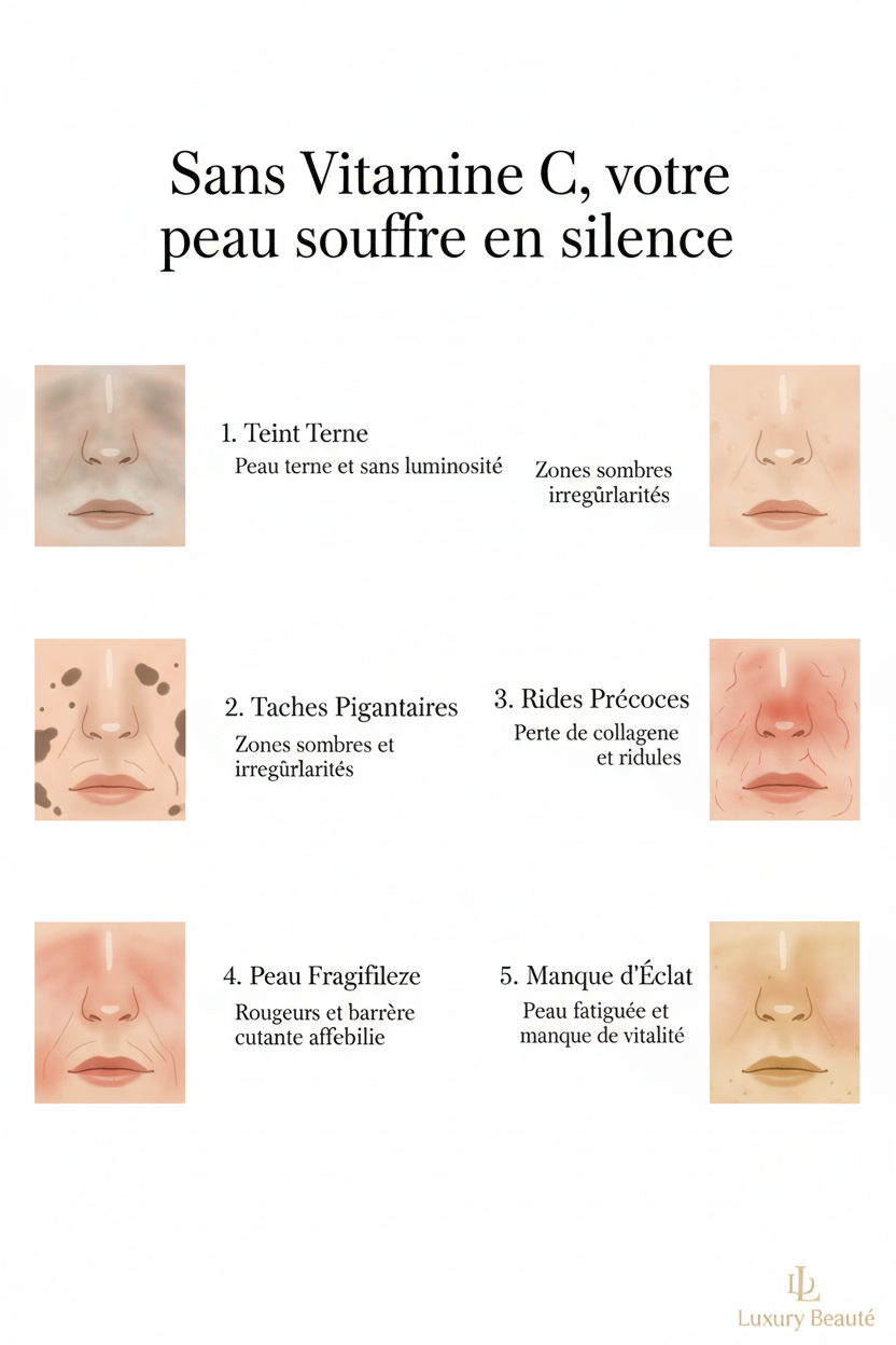 Sans Vitamine C — Infographie défauts peau — Maeva Paris